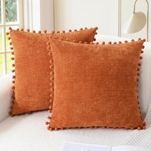 CaliTime Fall Decorative Throw Pillow Covers 20 X 20 Inches Burnt Orange by CaliTime