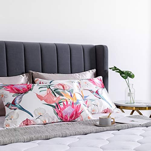 Floral Printed Satin Pillowcase, Standard Cooling Pillow Case Set of 2 - Image 7