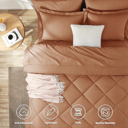 CozyLux Queen Comforter Set 88"x88" Pumpkin - Image 2