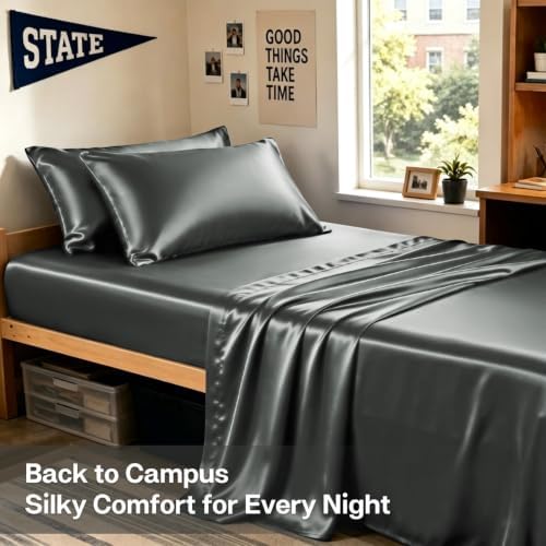 MR&HM Satin Pillowcase 2 Pack, Queen Size 20"x30", Dark Grey - Image 5