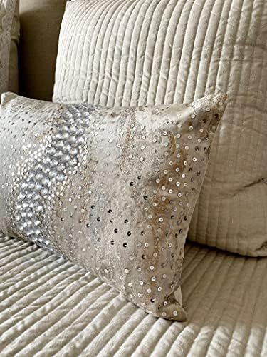 The HomeCentric Decorative Ivory & Gold 12"x18" Lumbar Pillow Cover, Velvet - Image 5