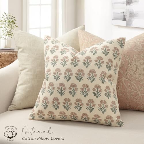 Farmhouse Floral Pillow Covers 22x22 Set of 2, Country Botanical Throw Pillow - Image 2