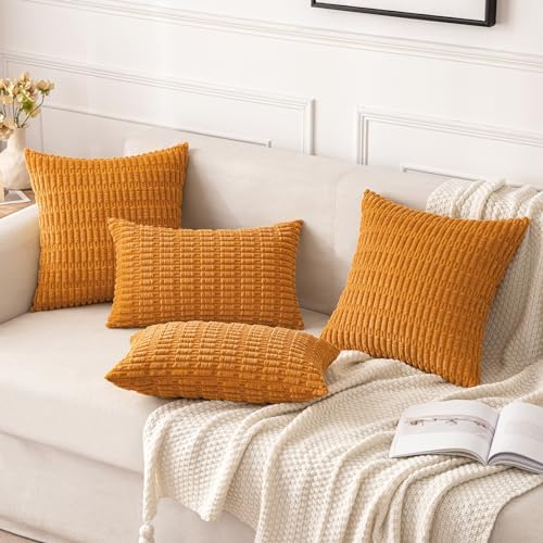 MIULEE Fall Decorative Throw Pillow Covers 18x18 Burnt Orange Pack of 2 - Image 2