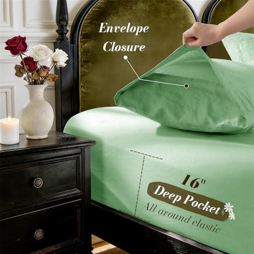 SONORO KATE 100% French Linen Cal King Size Sheets Set, Natural Flax Bedding - Image 6