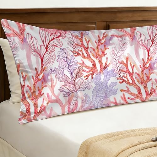 Satin Body Pillowcase Rose Pink Coral Reef Imitation Silk Pillow Cover - Image 6