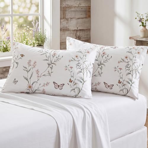 Bedorm King Size Pillow Cases Set of 2 Cotton Floral Pillow Cover by Bedorm