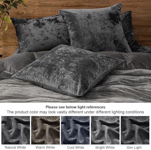 PHF Truly Velvet Euro Shams 26" x 26", Dark Grey, No Insert, 2 Pack - Image 6