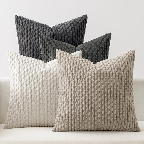 MIULEE Neutral Grey Decorative Throw Pillow Covers by MIULEE