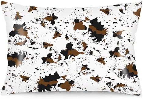Silk Satin Pillowcase for Hair and Skin, Cow Print Throw Pillow Cover Queen by Unknown