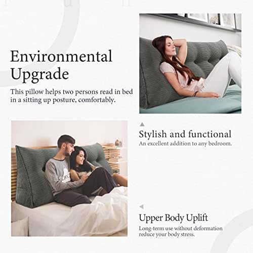 Headboard Pillow Twin XL Dorm Bedrest Reading Pillow, Dark Gray - Image 5