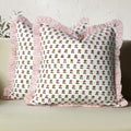 CPC Rosette Bloom Hand Block Print 100% Cotton Ruffle Throw Pillow Cover 24x24 by COTTONPRINTCLUB