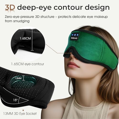 Sleep Mask with Bluetooth Headphone, 100% Blackout, Zero Eye Pressure - Image 3