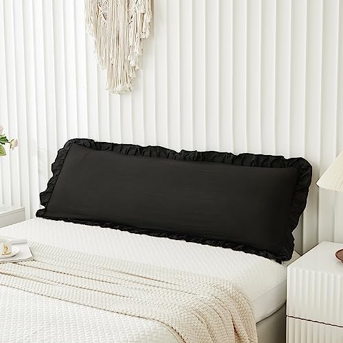 Black Body Pillow Cover 20x54inches Long Pillowcase Ruffled Pillowcases Shabby by Merryword