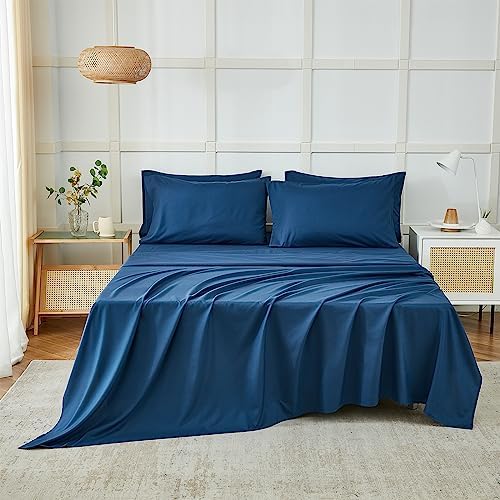 ILAVANDE Navy Blue King Sheets Set 6 Piece, Hotel Luxury Super Soft 1800 Series - Image 2