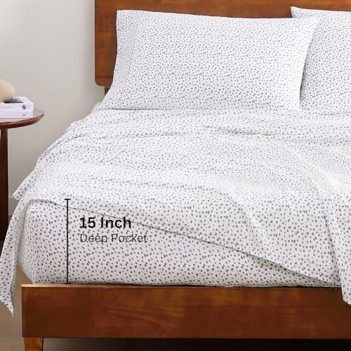 100% Organic Cotton White Full-Sheets Set, 4-Piece Long Staple Percale Weave - Image 4