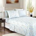 Elegant Comfort 6-Piece Sheet Set Deep Pocket Floral, Cal King, Laurel Blue by ELEGANTCOMFORT