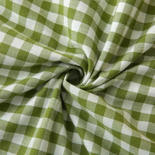 Silnuo Olive Green/White Gingham Ruffled Body Pillow Cover 20"x54" - Image 6