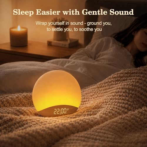 REACHER Wood Grain Sunrise Alarm Clock and Sound Machine Nightlight - Image 4