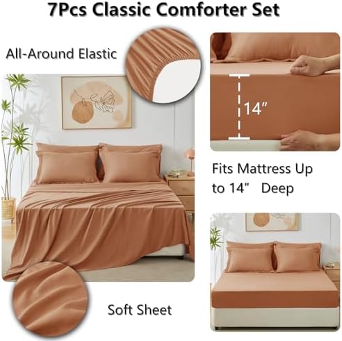CozyLux Full Comforter Set 82"x86" Pumpkin - Image 5