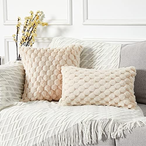 Yaertun Pack of 2 Super Soft Cozy Lumbar Decorative Throw Pillow Covers Fuzzy - Image 2