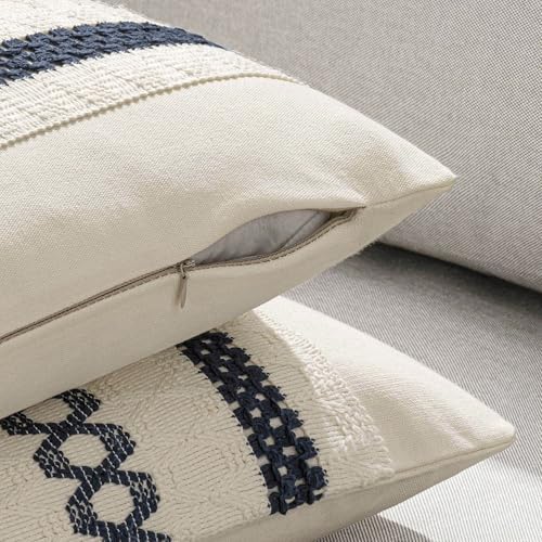 MIULEE Set of 2 Navy Blue Boho Decorative Pillow Covers 18x18 Inch - Image 5