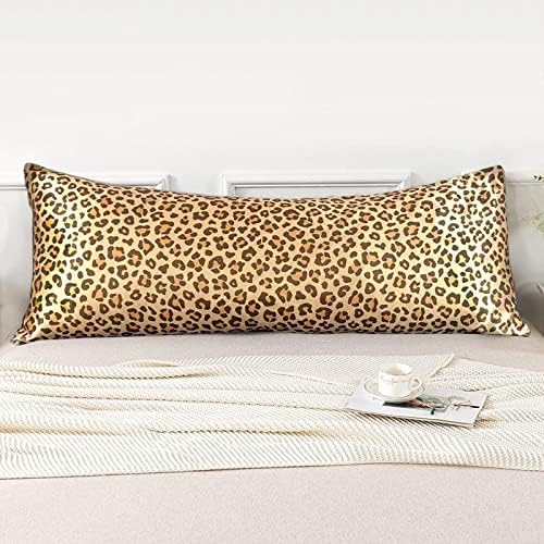 Glod Leopard Print Satin Body Pillow Cover, 20x54 Cheetah Pillow Case by LCBD