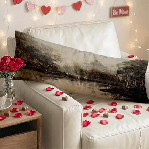 Vintage Moody River Landscape 20x54 Body Pillow Cover, Rustic Farmhouse Country - Image 7