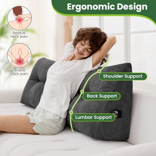 Headboard Pillow Queen, Triangle Bed Wedge Pillow - Image 3