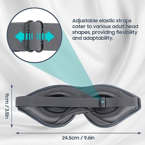 22mm Mulberry Silk Sleep Mask, 3D Lash Friendly Eye Mask Adjustable Gray - Image 4