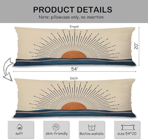 Retro Boho Sun Sunshine 21x54 Body Pillow Cover Case, Abstract Mid Century - Image 2