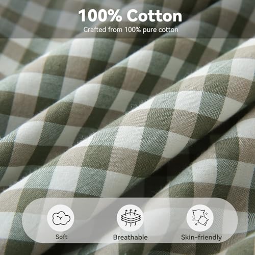 20x20 Inch Sage Green Gingham Ruffled Throw Pillow Covers, 2 Pack - Image 3