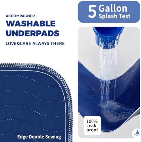 Accompagner Incontinence Bed Pads Washable Waterproof, Ultra-Absorbent Reusable - Image 5
