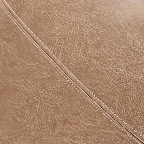 Fancy Homi Tan Long Lumbar Waterproof Faux Leather Decorative Throw Pillow - Image 4