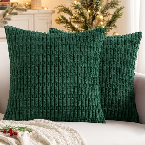 MIULEE Christmas Euro Sham Decorative Throw Pillow Covers 26x26 Dark Green Pack by MIULEE