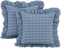 Gingham Throw Pillow Covers 18x18, Ruffle Trim by Jilboo