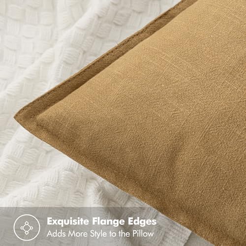 MIULEE Neutral Gold/Brown Boho Linen Pillow Covers 20x20 Inch Pack of 4 - Image 3