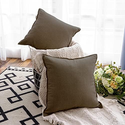 Jeanerlor Pack of 2 24 x 24 Inch Cotton Linen Soft Soild Decorative Square by Jeanerlor