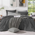 Monbix Queen Comforter Set 7 Pieces Dark Grey Cationic Dyeing Bed in a Bag by Monbix