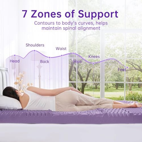 MUXHOMO 3 Inch 7-Zone Queen Mattress Topper, Egg Crate Memory Foam Mattress - Image 4