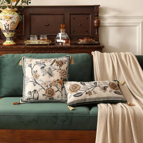 ISAENNE Vintage Elegant Linen Square Throw Pillow Cover - Image 4