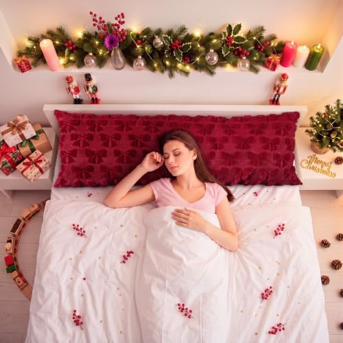 SmoothNovelty Burgundy Bow Body Pillow Cover 20 x 54 Inches Coquette Long Body - Image 6