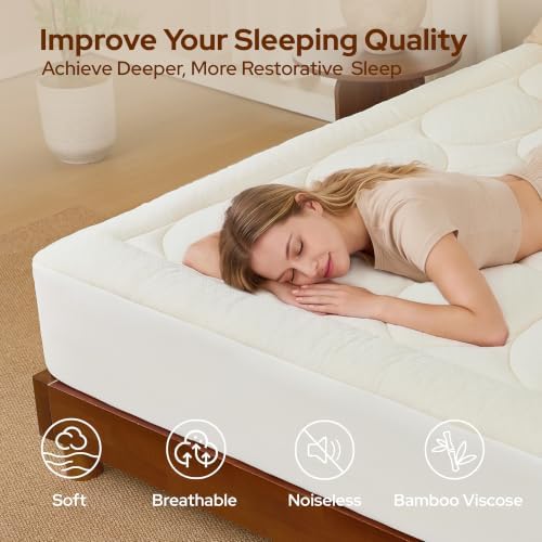 BEDLORE Queen Mattress Pad Cover, Cooling Bamboo Viscose Mattress Topper - Image 2