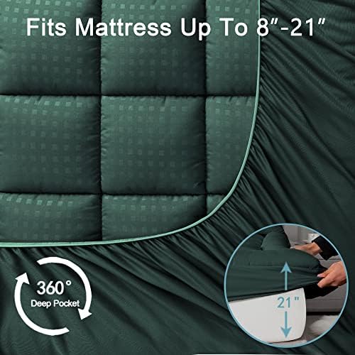 HYLEORY Full XL Mattress Pad Quilted Fitted Mattress Protector Cooling Pillow - Image 5