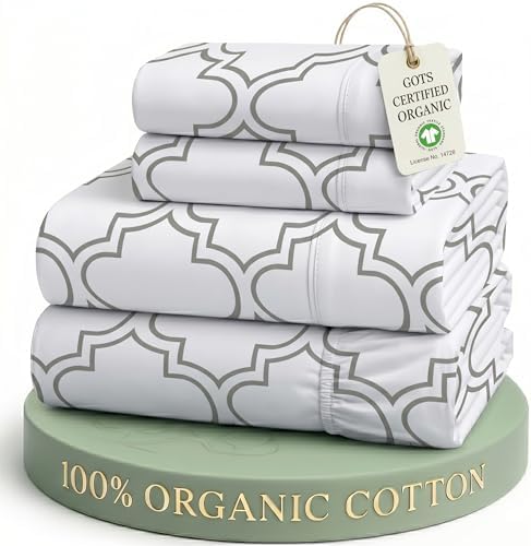 LANE LINEN King Sheets 100% Organic Cotton 4pc Percale Cooling by LaneLinen