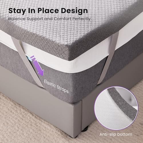 SINWEEK 3 Inch Gel Memory Foam Mattress Topper King Size, Pad - Image 6