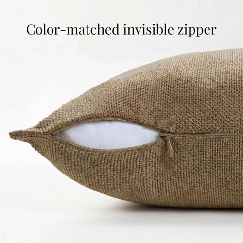 Fancy Homi Set of 2 Small Brown 14x14 Inch Soft Chenille Decorative Throw - Image 3