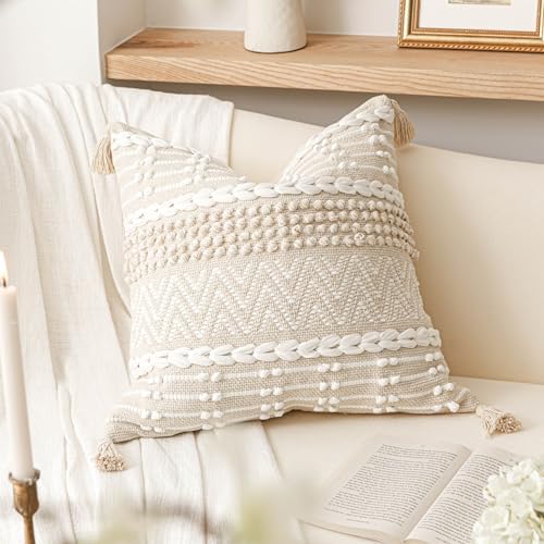 BlissBlush Boho Throw Pillow Cover 22X22, Large Decorative Accent Pillow by BlissBlush