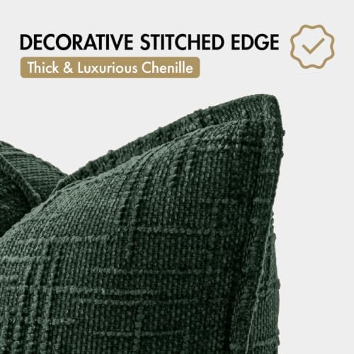 MIULEE Slubby Textured Decorative Throw Pillow Covers Dark Green 18x18 - Image 7