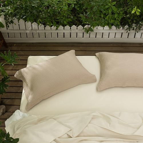 CHUFFED 100% Cotton Waffle Weave Pillowcases 2 Pack King Size, 20x36 Inches by Chuffed