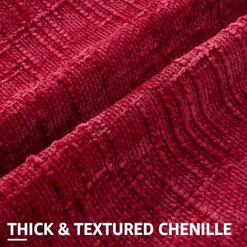 decorUhome Textured Chenille Throw Pillow Covers 26x26 Set of 2 Red - Image 2